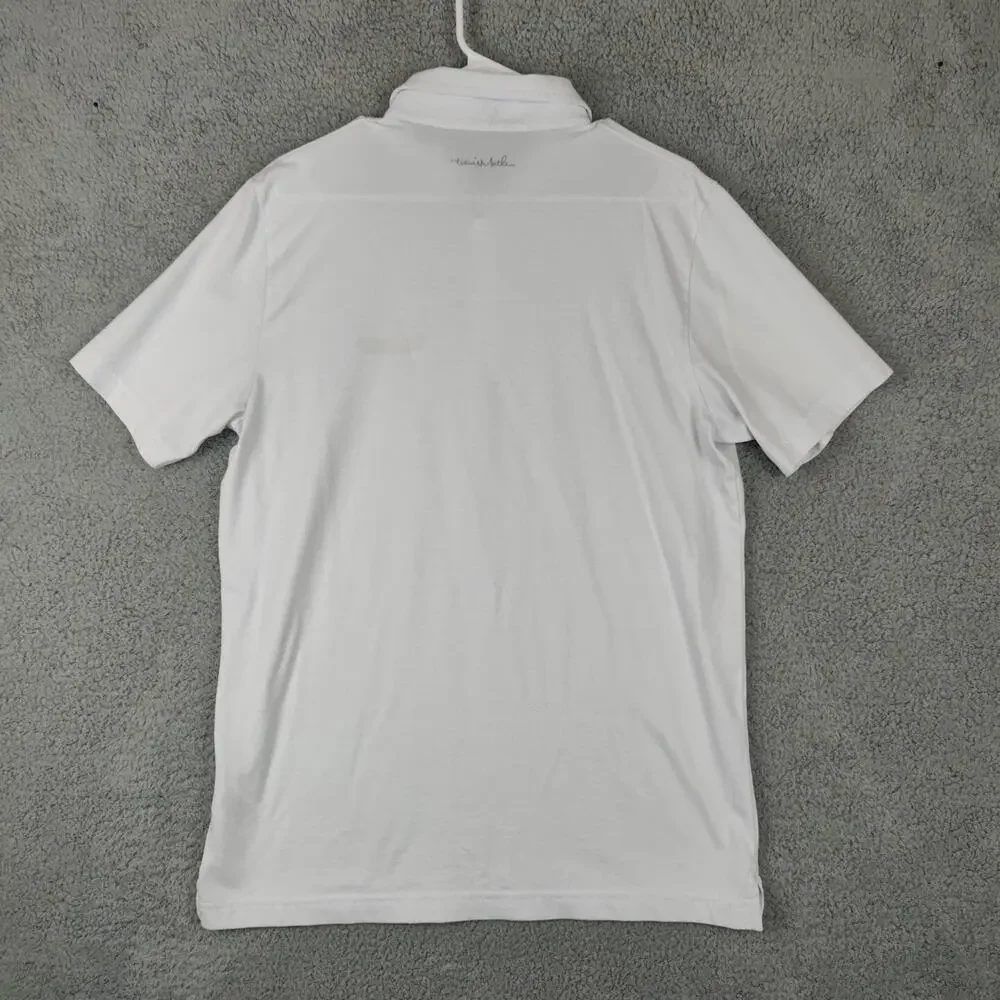 Travis Mathew Polo Shirt Mens Large White Lightweight Stretch Golf barefoot Open